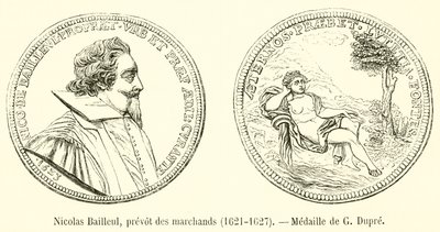 Nicolas Bailleul, prévôt des marchands, Medaille van G Dupre door French School